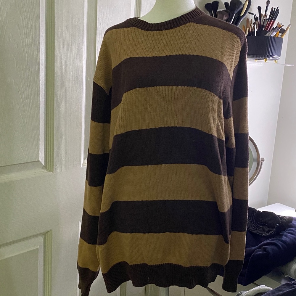 Striped Brown and Tan Sweater - Picture 2 of 2
